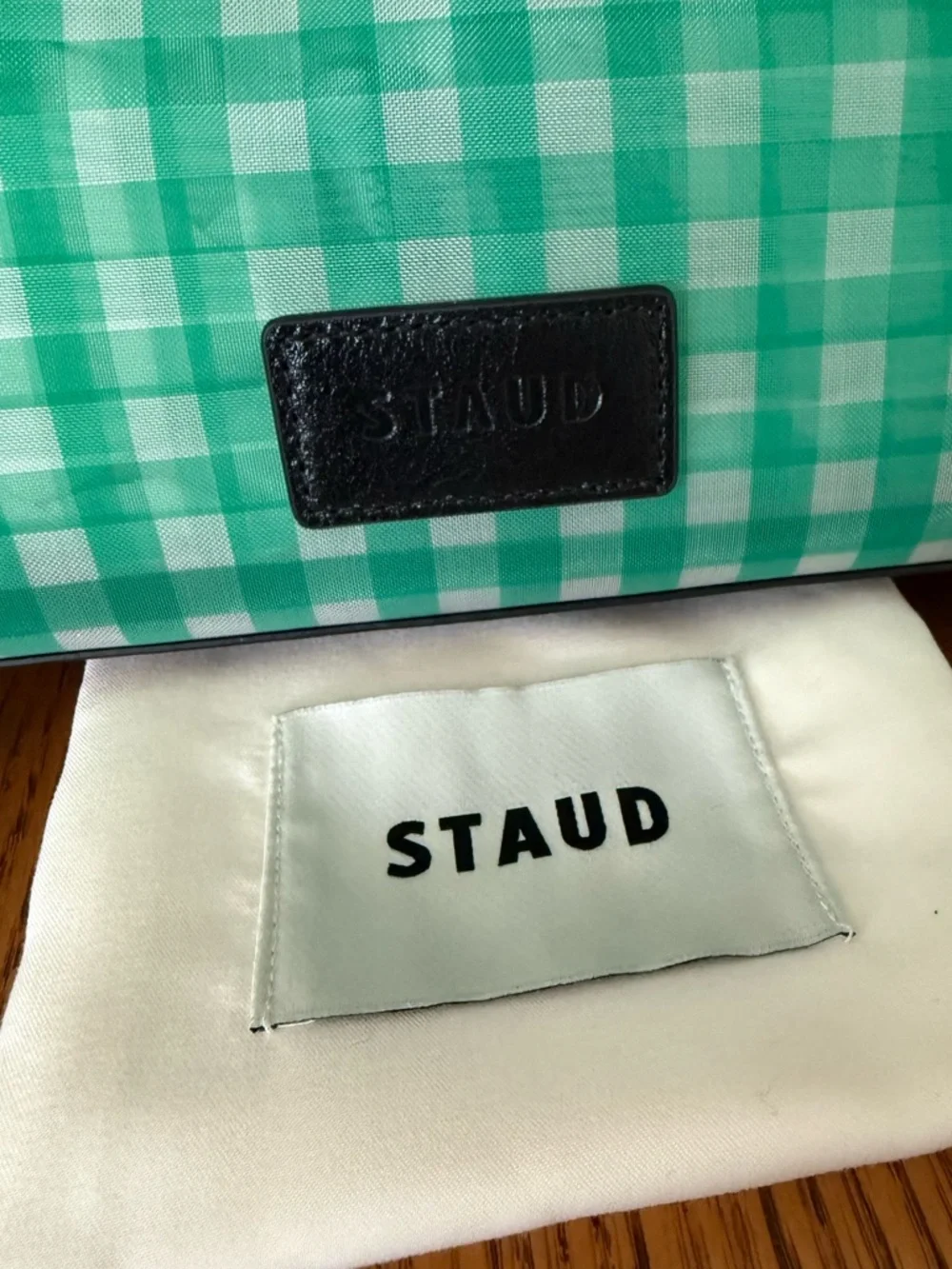 STAUD Christos Mini Mesh Tote - Jade Gingham
